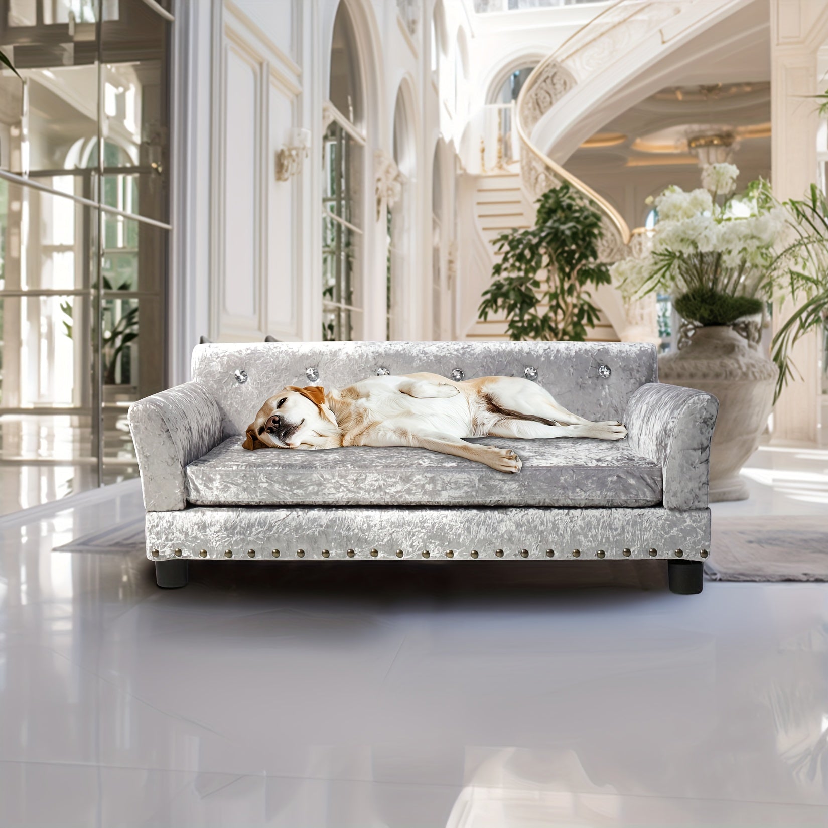 Schlafsofa für Haustiere: Deluxe-Hundecouch, holländisches Schlafsofa mit Samtpolsterung